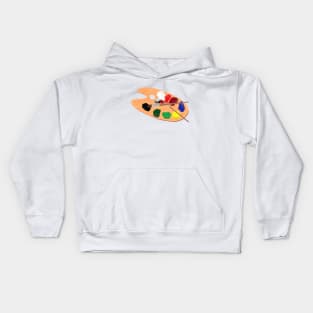 Artist Palette with Paints and Brushes (White Background) Kids Hoodie